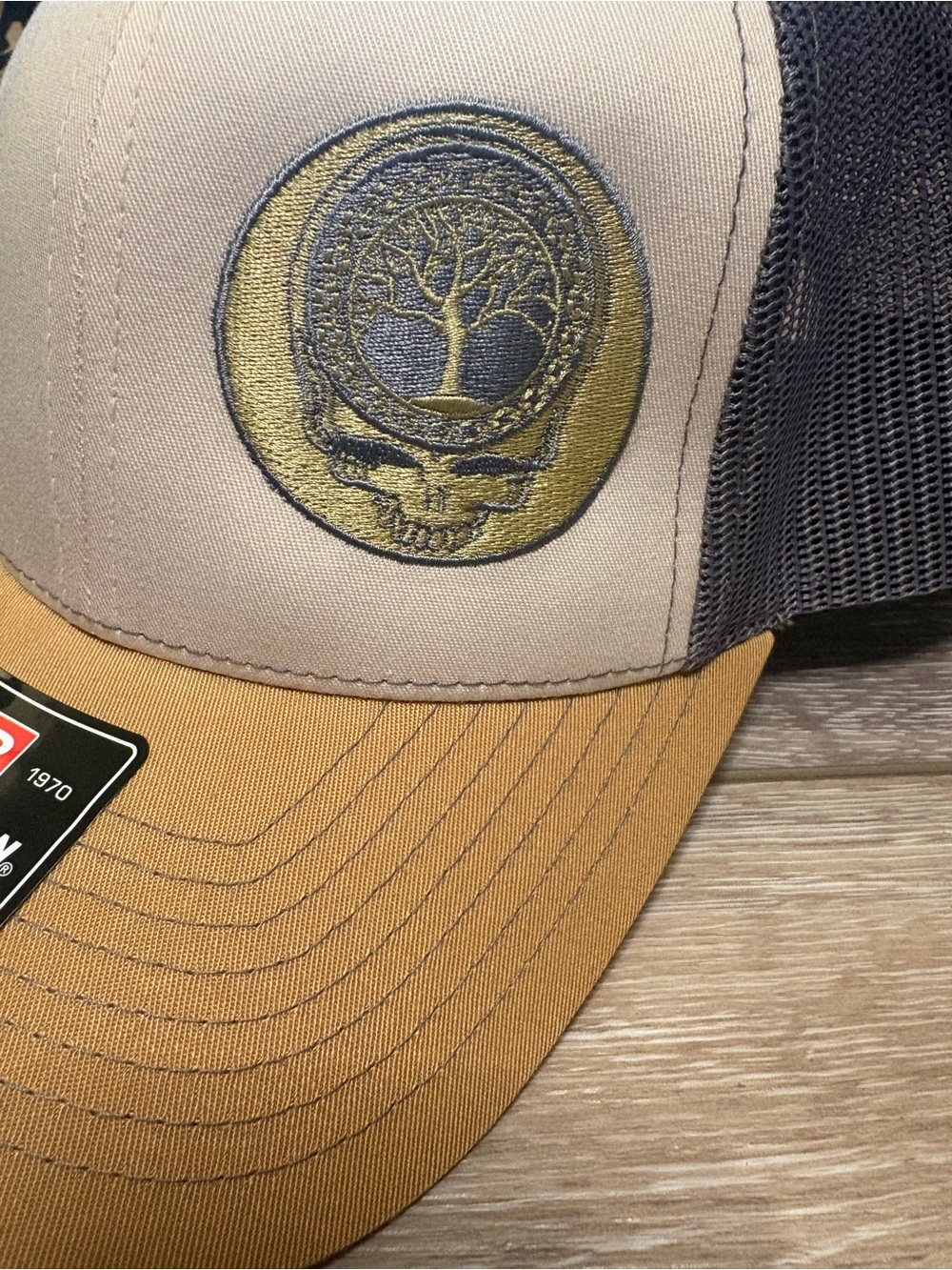 Richardson Trucker Cap in Tan, Cream & Navy